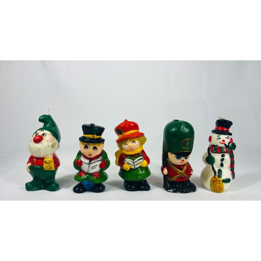 Vintage Interpur Christmas Candles Never Lit Carolers Gnome Nutcrcacker Snowman